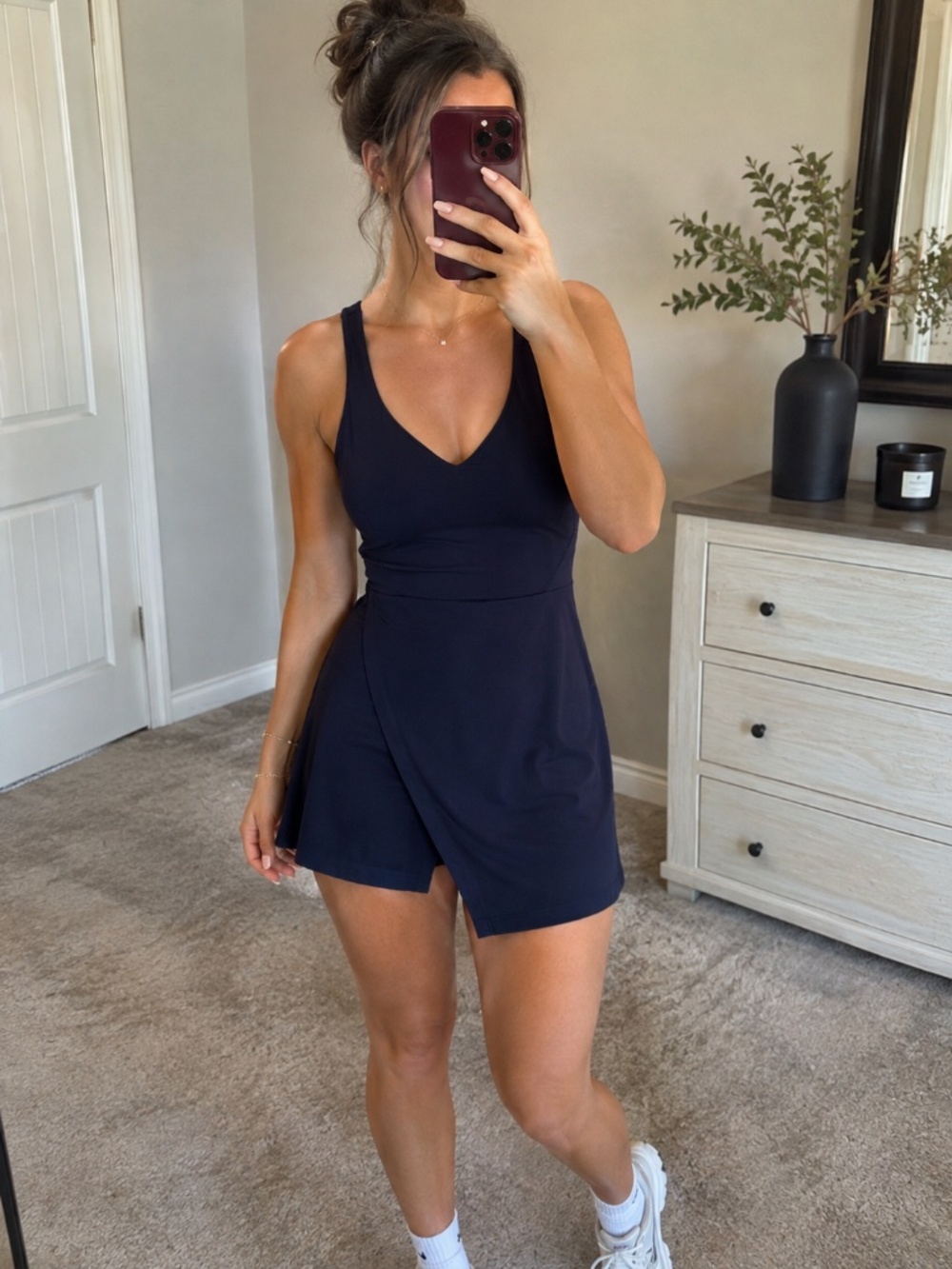 Navy Blue Athletic Tennis Dress Built In Shorts Wrap Skirt Size Small
